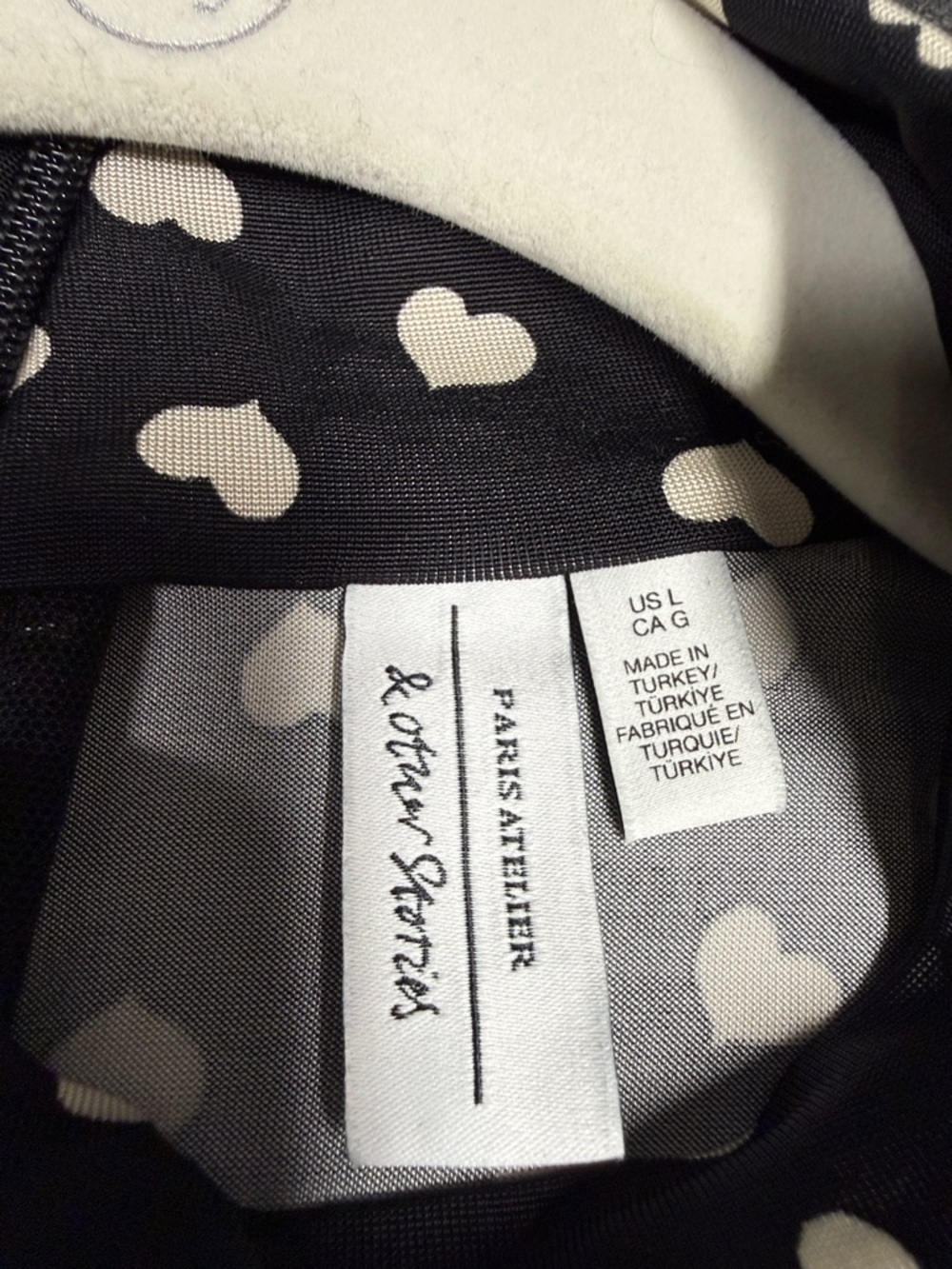 & Other Stories Black Long-Sleeve Dress with Cream Heart Print - Picture 2 of 7
